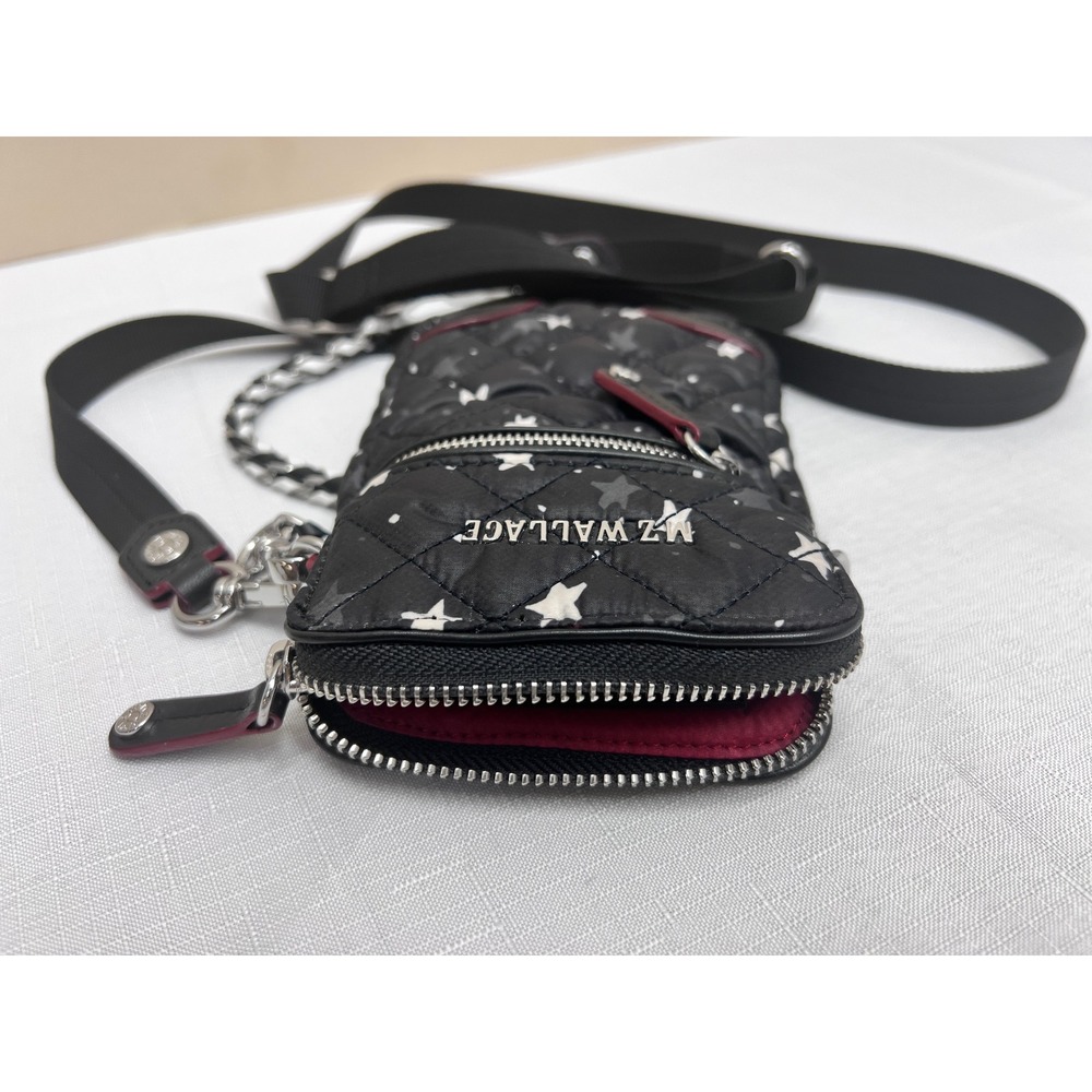 MZ Wallace Metro Phone Necklet Women Small Black Excellent Star Print Crossbody - Picture 4 of 12